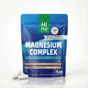 HiPlus Magnesium Complex 1200 mg ,10 Essential Magnesium Supplement Extra Strength Magnesium Supplements for Men and Women, 120 Capsules