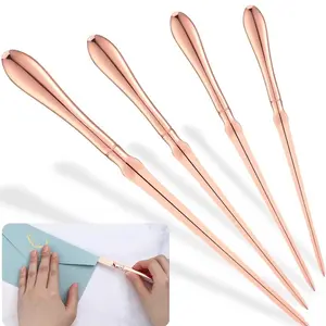 2Pcs Rose Gold Letter Opener Knife 9 Inch Metal Plated Envelope Opener Knife Slitter Paper Cutting Knife Opener Tool Smooth Rounded Handle Vintage Mail Opener Cutter for Office Home Women