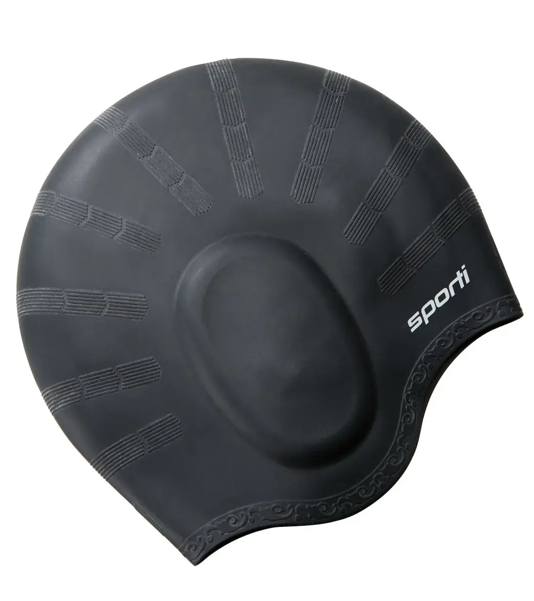 SPORTI Unisex Solid Silicone Swim Cap with Ear Protection, Snug Fit and Extra Ear Space for Comfortable Swim Training, Solid Colors, Compressive And Comfortable, Contoured Shape Reduces Drag, Adults, Anti-Slip Interior Grip, Extra Space Around The Ears
