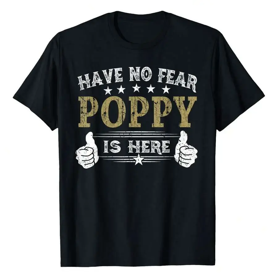 Men's Poppy Patriotic Graphic T-Shirt - Granddaughter's Father's Day Gift, Short Sleeve, Crew Neck, Drop Shoulder, Relaxed Oversized Fit, Soft Breathable Lightweight Cotton, Streetwear Everyday Use Tops, Menswear, lsj08
