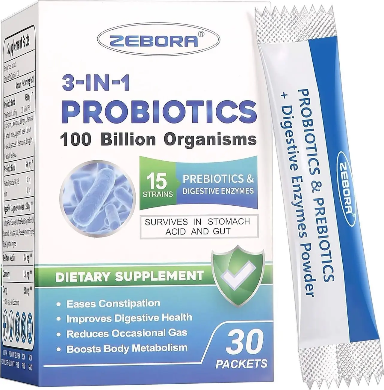 Probiotics for Women & Men - 100 Billion Plus Digestive Enzymes & Prebiotics, Highest Potency 3-in-1 Complete Probiotics for Digestive Health, Immune Support