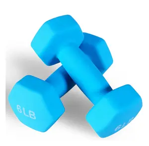 BalanceFrom All-Purpose Neoprene Dumbbells, 6 lb Pair, Blue, Hex Shape for Strength Training