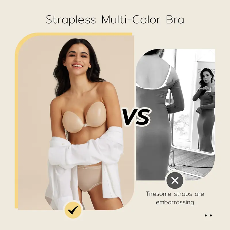 sachin and babi light blue dress Push up Strapless Self Adhesive Bra,Invisible Silicone Bra for Backless  Dress main image 0