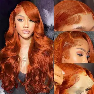 Ginger Wig Human Hair Body Wave Lace Front Wigs 13x6 Hd Body Wave Lace Front Wig 200 Density Curly Wig Pre Plucked Baby Hair & Tangle Free, Natural Look for Daily Use