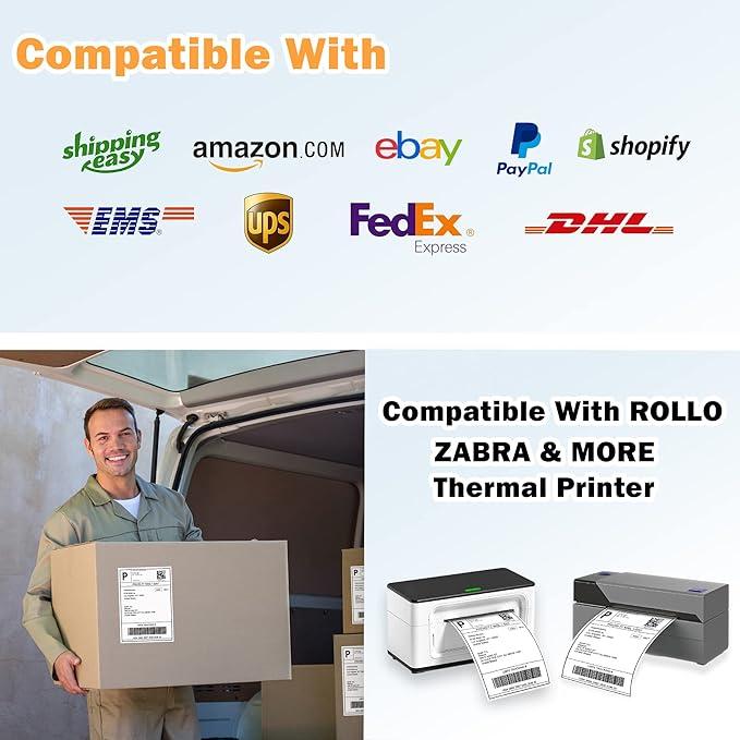 Waterproof 4x6 Direct Thermal Labels 500Pcs for Shipping Durable Practical for Wet Environments Compatible with Direct Thermal Printers