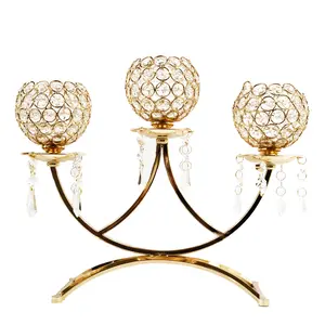 Allgala Candle Holder 3-Arm Bowls Tea-light Votive Crystal Candelabra