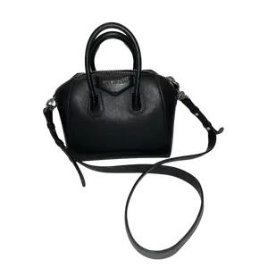 Pre-owned Grained Leather Bag Accessories Mini Top Handle Bag – Black Structured Handbag with Dust Bag