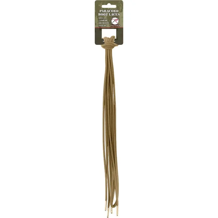 Heavy Duty Paracord Boot Laces, 550 lb 7-Strand Survival Laces with Reinforced Tips for Hiking and Tactical Boots - Desert Tan, Shoe, Footwear