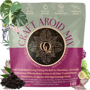 Craft Aroid Potting Mix- Elite Alocasia, Philodendron, Monstera Soil Mix, Chunky, Well Draining Potting Soil for Indoor , All Tropical  & Houseplants, Synthetic & Peat Free 1QT