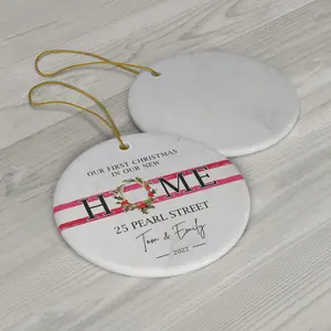 Personalized New Home Ornament - New Home Christmas Ornament - Wreath Christmas Ornament