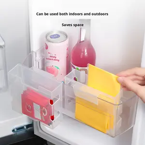 Hanging storage box for the side door of the refrigerator, spice packets, sauce packets, storage box, small item organizer, wall-mounted storage rack, shelf