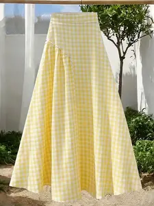 Women's Light Bubble Texture High Design Pleated Bell Skirt, Elegant Chic Skirt, Casual Vacation Style, Perfect for Valentine's Day, Easter, Birthday, Party