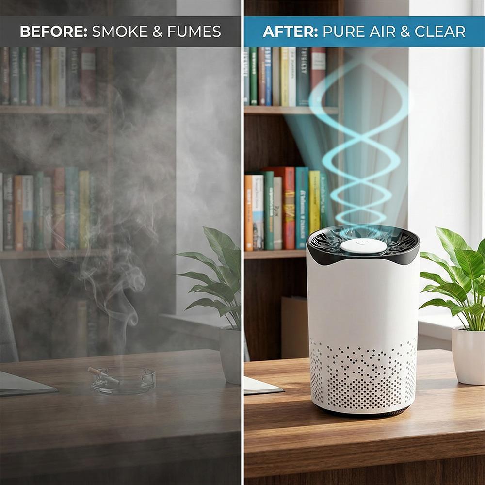 Air Purifiers for Home , 3-in-1 Filter Air Cleaner for Home, Portable Air Purifier Effectively Remove Formaldehyde, Smoke, Dust, Odors & Pet Dander