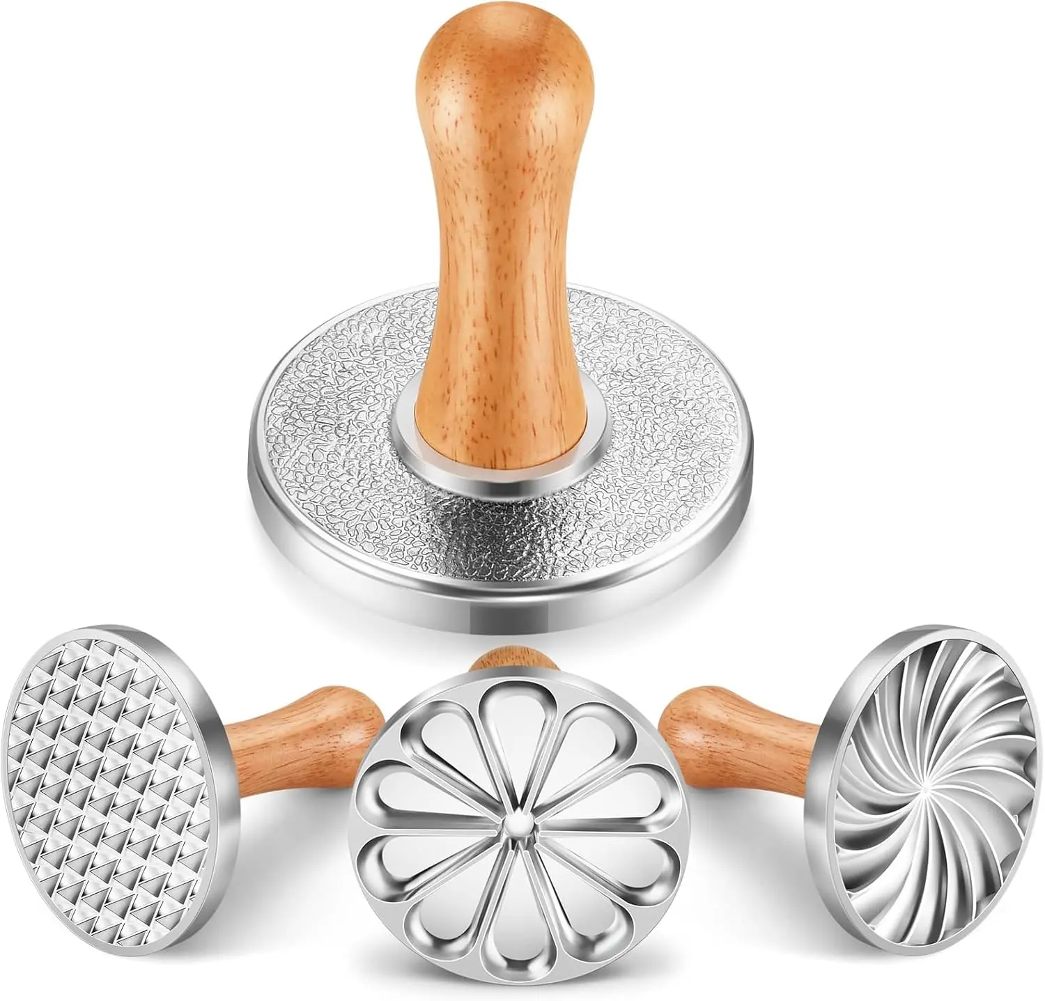 Cookie Stamps Set of 3, Metal Christmas Cookies Press Cutter Mold with Wooden Handle, Cookie Decorating Supplies for DIY Baking, Cake, Pastry,Christmas