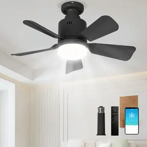 Socket Fan Light with Remote & APP, 17.7'' Socket Breeze Ceiling Fan with Socket Extender, 3 Colors LED Light Bulb, Screw in Small Ceiling Fan for Bedroom Living Room Kitchen Garage