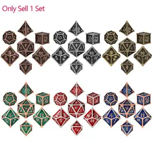 7pcs/set Large Size Metal Polyhedral Dice, Dnd Metal Dice,6 Colors Available, Indoor Entertainment Table Board Game Role Playing Accessories Dice with Portable Storage Bag