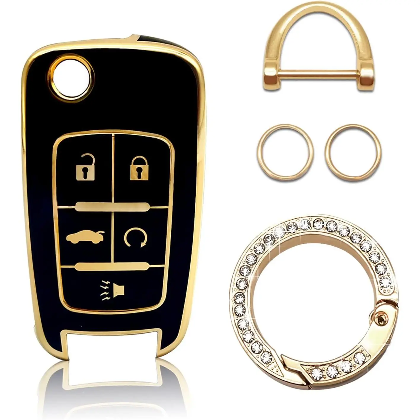 Chevy Key Fob Case - Smooth Soft TPU Key Holder with Full Protection, Dustproof Vehicle & Interior Car Accessories, Attached Keychain Lanyard, Key Fob Shell, Vehicle Accessories