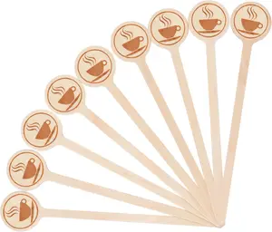 100Pcs Coffee Stirrers-5.9 Inch Natural Wooden Stir Sticks with Round Ends, Disposable Biodegradable Cafe Grade Coffee Stir Sticks Wood Beverage Mixer for Coffee Cocktails Milk Tea