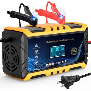 12V/24V 6A Smart Battery Charger and Maintainer, Automatic Trickle Charger with LCD Screen & 3-Stage Charging, for Car, Truck, Motorcycle, ATV, Automotive Batteries