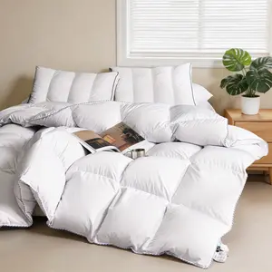King Size 106x90in White Down & Fiber Blend Comforter - Lightweight, Quilted, Breathable, Machine Washable Allergy-Safe Duvet Insert with Down Feather & Polyester Fill for Spring, Fall, Allergy-Safe Duvets