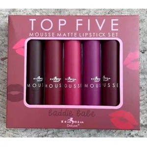 Italia TOP FIVE Mousse Matte Lipstick Set Baddie Babe, Vegan Lipsticks 5 PC.