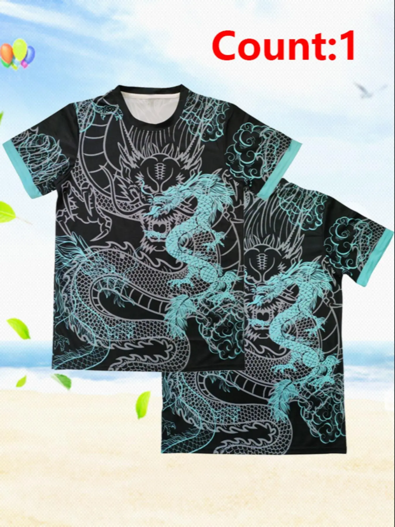 Men's Dragon Print Round Neck Sports Tee, Casual Breathable Comfortable Short Sleeve T-shirt for Training & Competition, Men's Sportswear for All Seasons