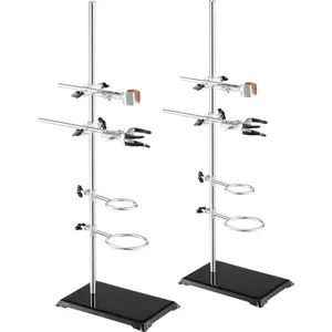 VEVOR Lab Stand Support, Laboratory Retort Support Stand 2 Sets, Steel Lab Stand 23.6 Rod and 8.3x 5.3 Cast Iron Base, Includes Flask Clamps, Burette Clamps and Cross Clamps