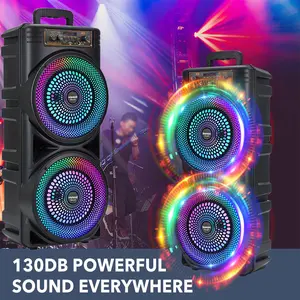Outdoor Portable Wireless Bluetooth Stereo Speaker, Professional Wireless Karaoke Machine with Microphones, RGB Lights, 2400mAh Rechargeable Battery, USB Charging – Perfect for Family Gatherings, Portable DJ System, Karaoke Equipment