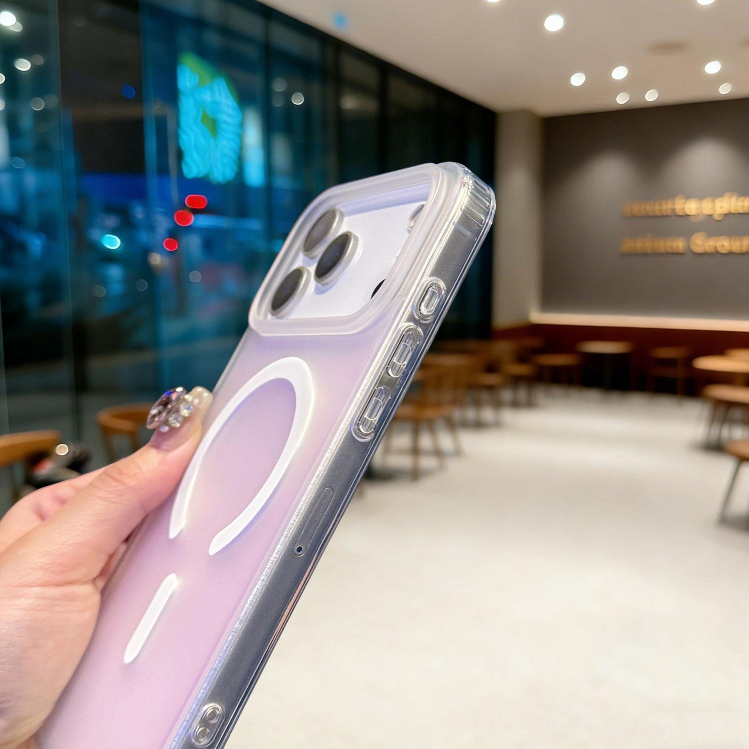 Laser PrismGlow Color-Shift Iridescent Clear Phone Case, Sparkly Cute Design, MagSafe Magnetic Cover for iPhone 17 16 15 14 13 12 Pro Max