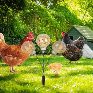 Automatic Poultry Feeder Set, 2PCS Spring Adjustable Chicken Feeders with Anti-Waste Design, Slow Feed Dispensers for Chickens, Ducks, Birds, Squirrels and Small Animals