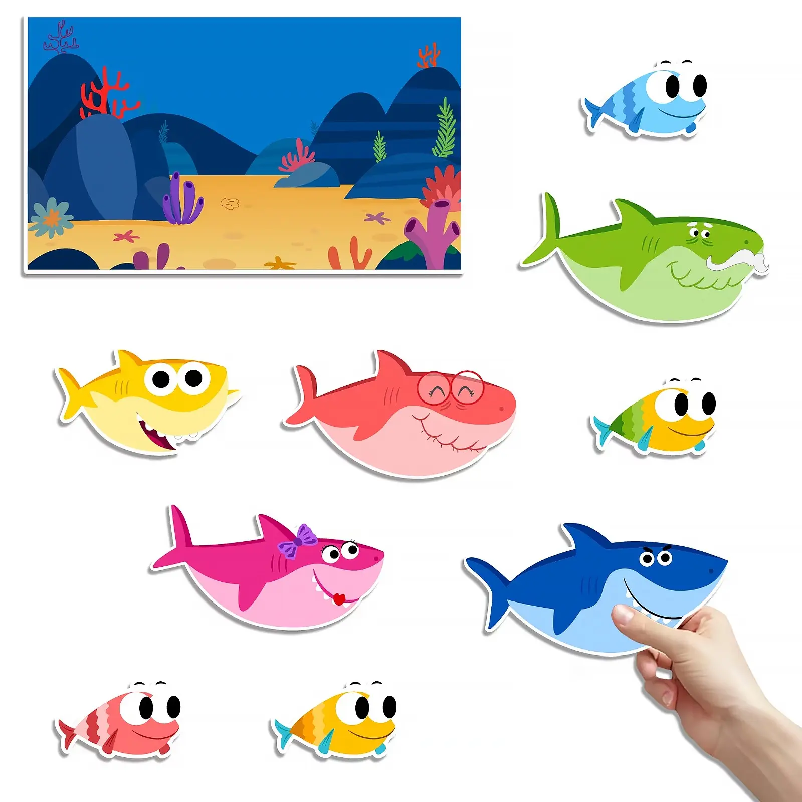 'baby Shark' Felt Story Set, 10 Piece Ocean Family Shark Felt, Early Education Song Props, Preschool Learning Tool, Classroom Interactive Storytelling Teaching Aids, Creative Playset