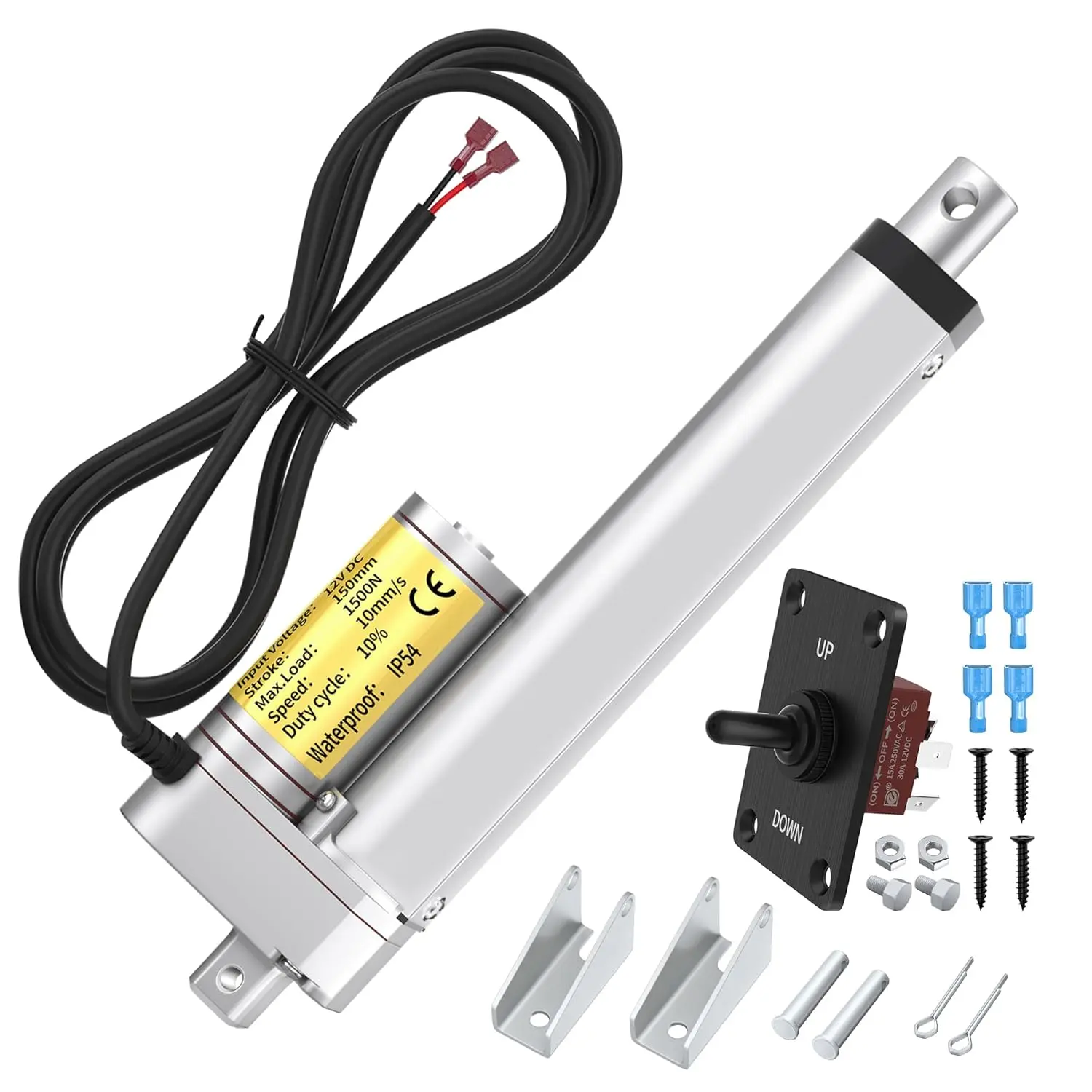 Heavy Duty 12V Linear Actuator 330lb/1500N – 6" Stroke Electric Actuator with Controller for Doors, Cargo, Machinery & DIY Automation