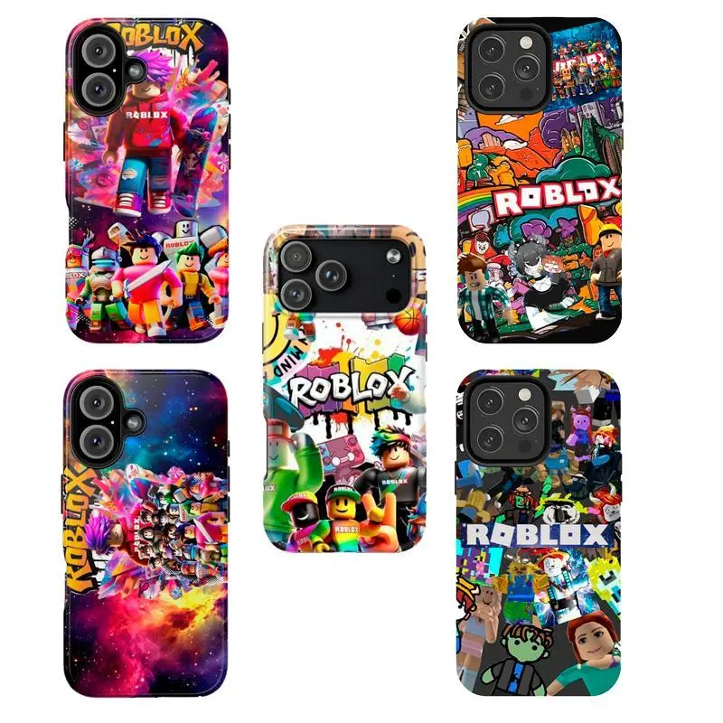 Roblox Colorful Patchwork Smartphone Case - Durable Rubber Silicone Casing, Vibrant Gamer Design, Handheld Device Protection, Ideal Fan Gift, Phone Accessories for iPhone 11-17 Pro Max/Plus & Samsung Galaxy S23-25