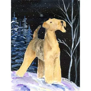 Carolines Treasures  Starry Night Airedale Flag - Garden Size- 11 x 15 in.