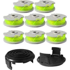 WA0014 Trimmer Line Replacement Spools for Worx WA0014 Grass Trimmer ,Weed Eater String Edger Spool Line Refills -WG168 WG184 WG190 WG191 Auto-Feed 20ft 0.080" with WA0037 Cap Covers 8 Pack