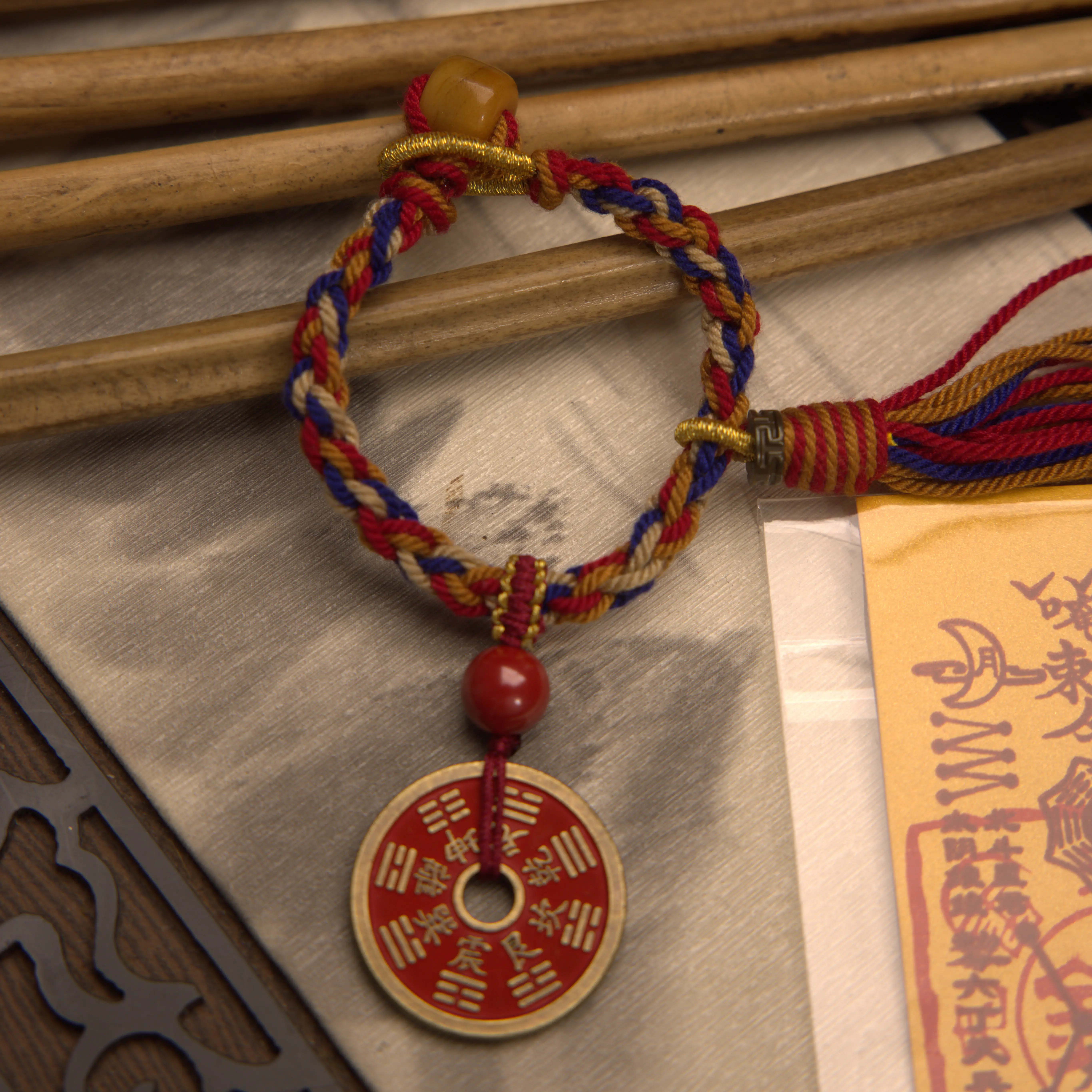 Solid Brass Coin Keychain • Vintage Asian Talisman Key Ring • Antique Metal Medallion Carved Charm • Geometric Celestial Symbol Zipper Pull • Minimalist Unisex Every Day Carry Accessory • Spiritual Mindfulness Gift for Him Her • 0.94" Coin
