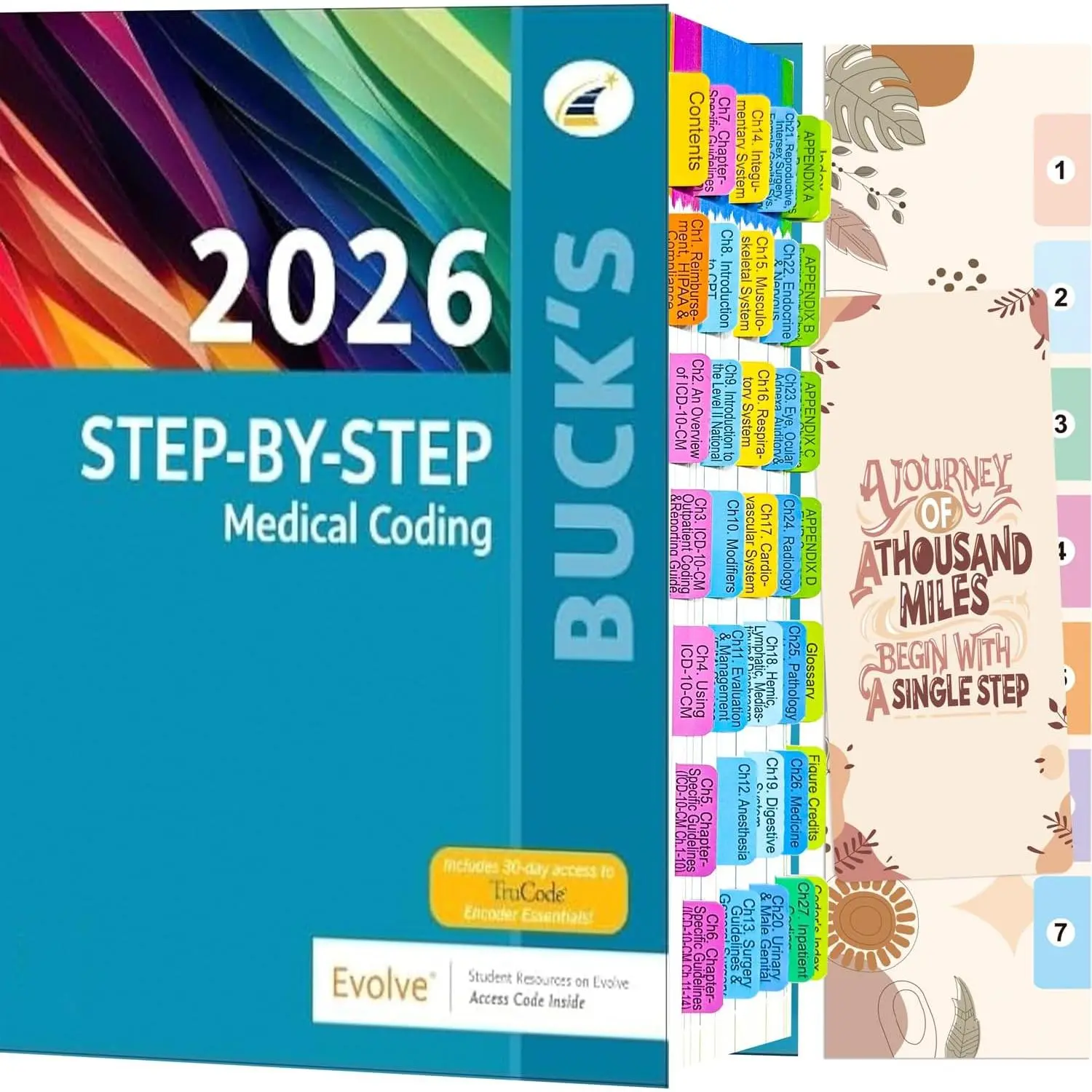 Index Tabs for Buck's Step-by-Step  Coding, 2026 Edition. Color-Coded and Laminated Tabs,with Page Markers and Alignment Guide & Bookmark(Book not Included)