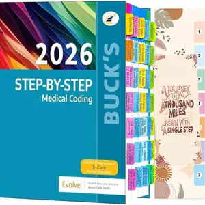 Index Tabs for Buck's Step-by-Step  Coding, 2026 Edition. Color-Coded and Laminated Tabs,with Page Markers and Alignment Guide & Bookmark(Book not Included)
