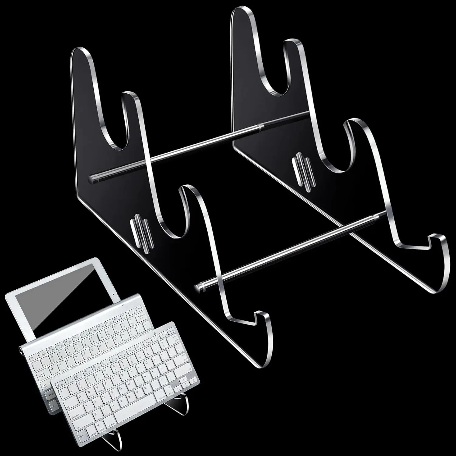 Taiyin Acrylic Keyboard Display Stand Holder Mechanical Computer Stand Shelf for Desk Transparent Acrylic 3 Tier Keyboards Storage Holder Tray for Computer Tablet Picture Frame