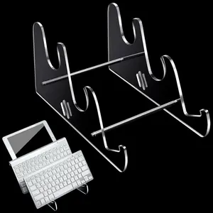 Acrylic 3 Tier Transparent Keyboard Display Stand Storage Holder Shelf Tray for Desk, Fits Mechanical Keyboard, Computer, Tablet, Picture Frame