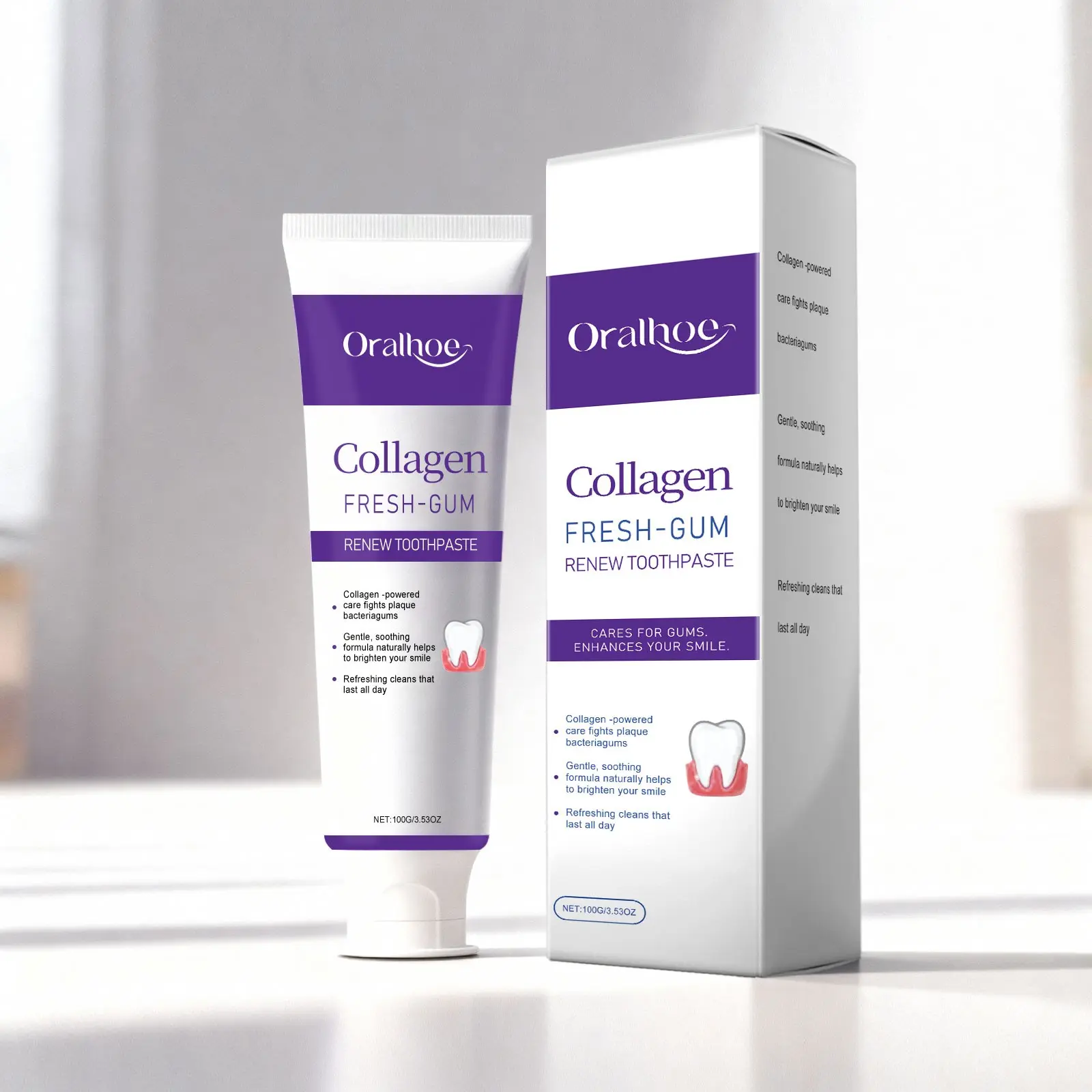 Collagen Toothpaste, Clean Teeth Fresh Breath, Whitening Effect, Strengthen Enamel, Shine Daily Dental Care, Oral Hygiene Essentials
