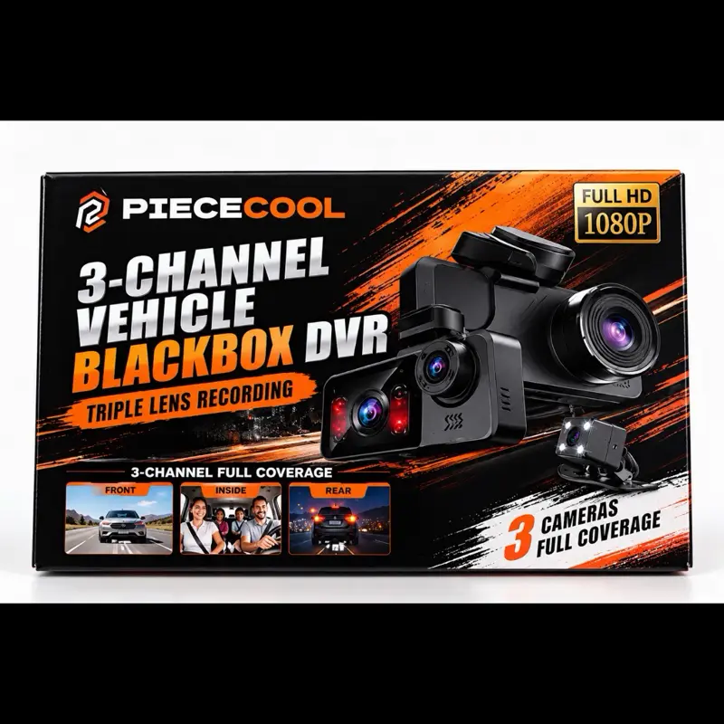 Piececool 3 Channel Dash Camera 1080P