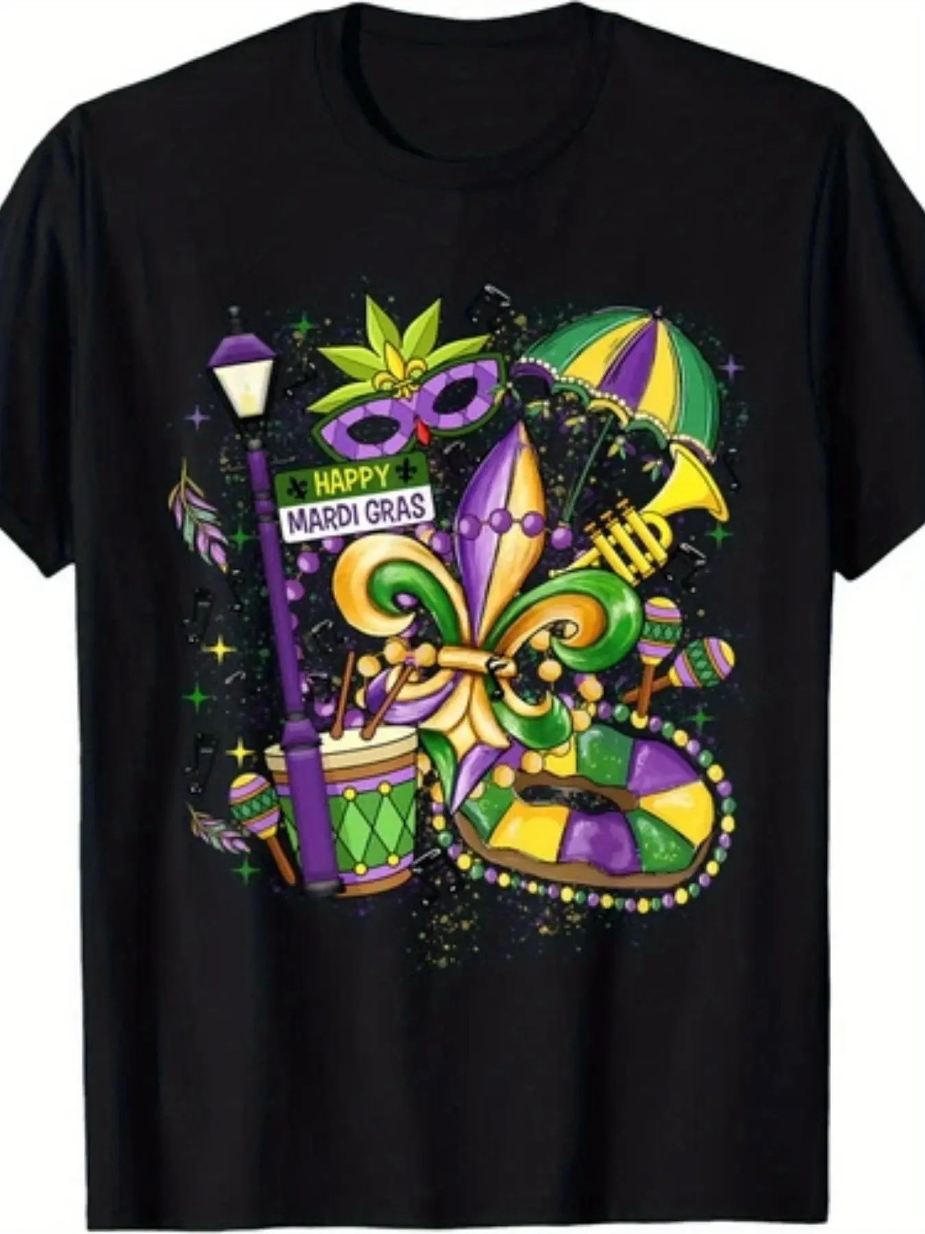 Men'S  Women'S Mardi Gras T-Shirt - Vibrant New Or unisex soft cotton short sleeve t shirt, vintage graphic casual tee for men women teens, perfect birthday holiday gift for camping travel gym daily street  wear