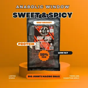 "Anabolic Window" Sweet & Spicy Brisket Beef Jerky - (3oz) High Protein Snack