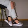 Karla - Embellished Platform Ankle Strap Sandals, Rhinestone Details on Platform & Strap, Glamorous Summer Footwear, Stylish & Eye-Catching Design Buckle