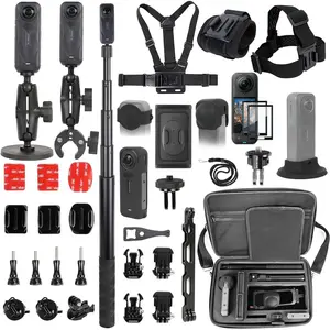 Accessories Kit for  X5,Included Carrying Case with Belt,2 Pcs Metal 1/4" Adapter,Handlebar Clamp, Mount,43in Selfie Stick,Chest Strap, Strap,Backpack Mount,and Others