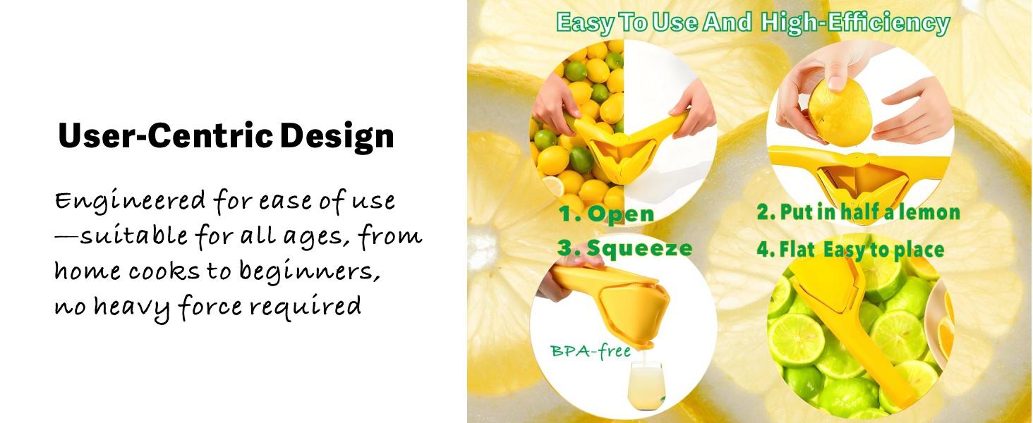 Lime Squeezer, Manual Leverage Effortless Hand Juicer, Easy Squeeze Fold Flat Lemon Juicer, Lemon Press Squeezer with Sideways Pivot to Increase Leverage Easy to Use for Lemons, Lime, Citrus