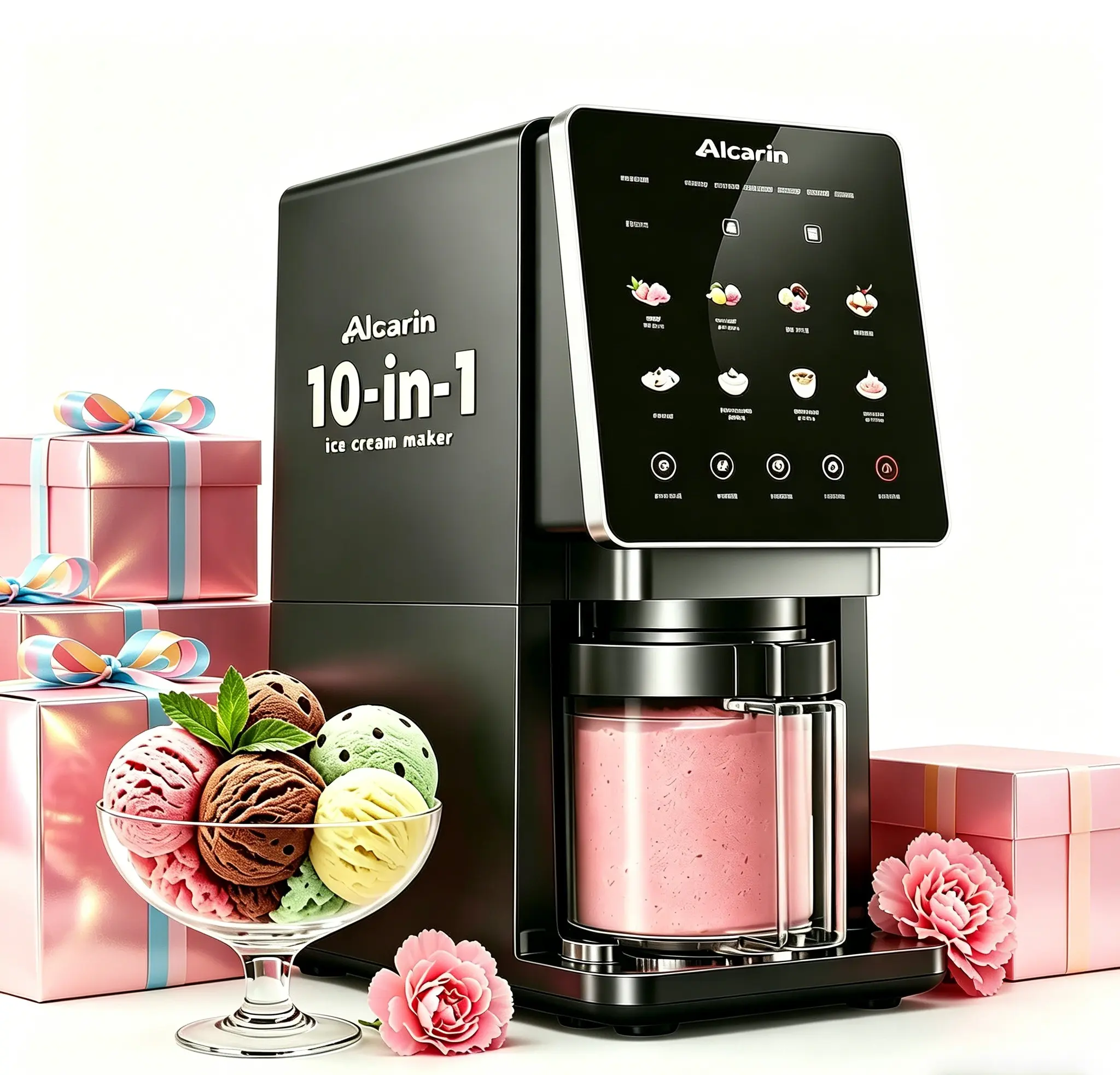 <Deals for You> 10-Function Electric Ice Cream Maker Machine, 8 Programs + Mix-In & Re-Spin, Homemade Ice Cream, Gelato, Froyo & More, High-Protein, Keto, Vegan, Dairy-Free Options