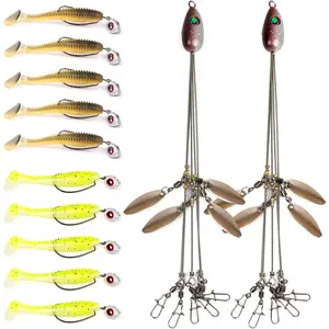 Alabama Rig Kit 2 Sets with Jig Heads and Trailers, Umbrella Rig for Stripers,Bass Fishing