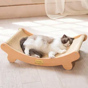 Sisal Cat Scratching Bed, Nartural Sisal Wear-resisitant Cat Scratcher, Cat Paw Pad for Large Cats, Cat Scratching Board Protects Cat From Scratching, Wooden Cat Home Furniture